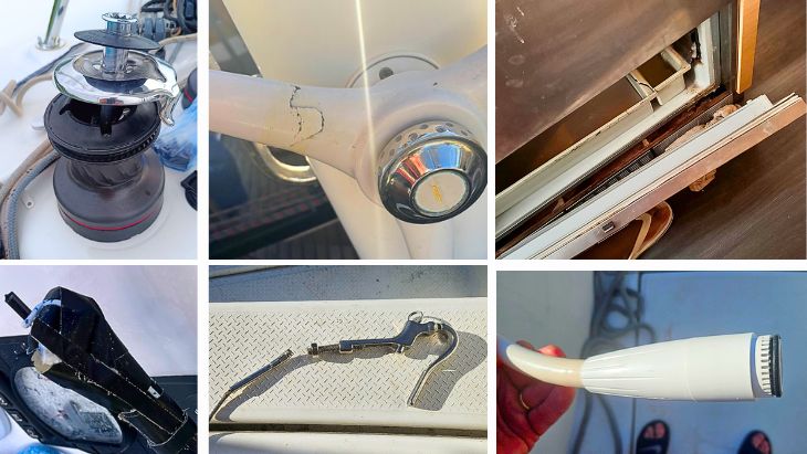 Různé škody na lodi