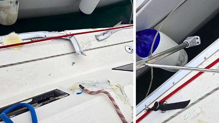 Poškozený trup jachty